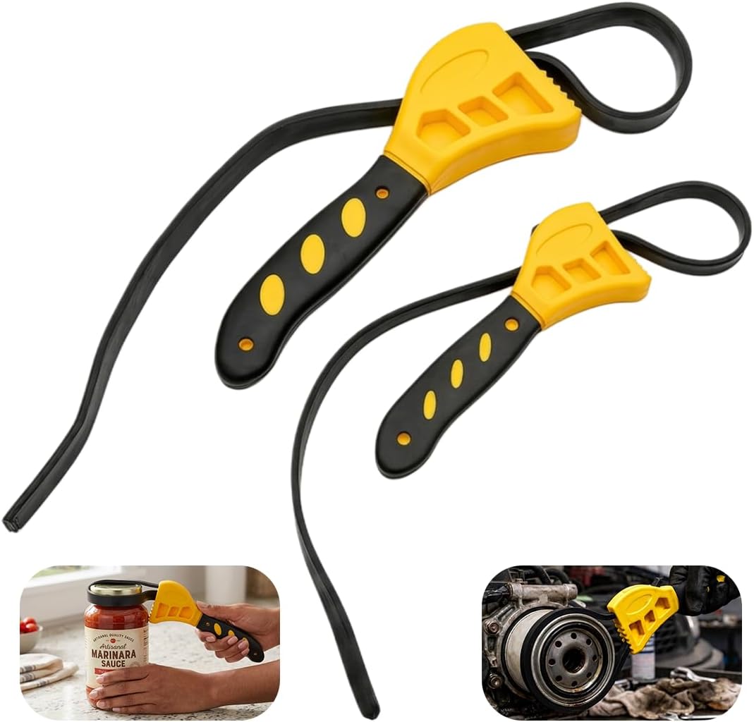 DAILYNINE 2-Pack Adjustable Rubber Strap Wrench Set,